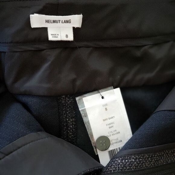 Helmut Lang Shimmer Pleated Shy Dress Shorts Black Silver Size 8 Pockets - Picture 4 of 7